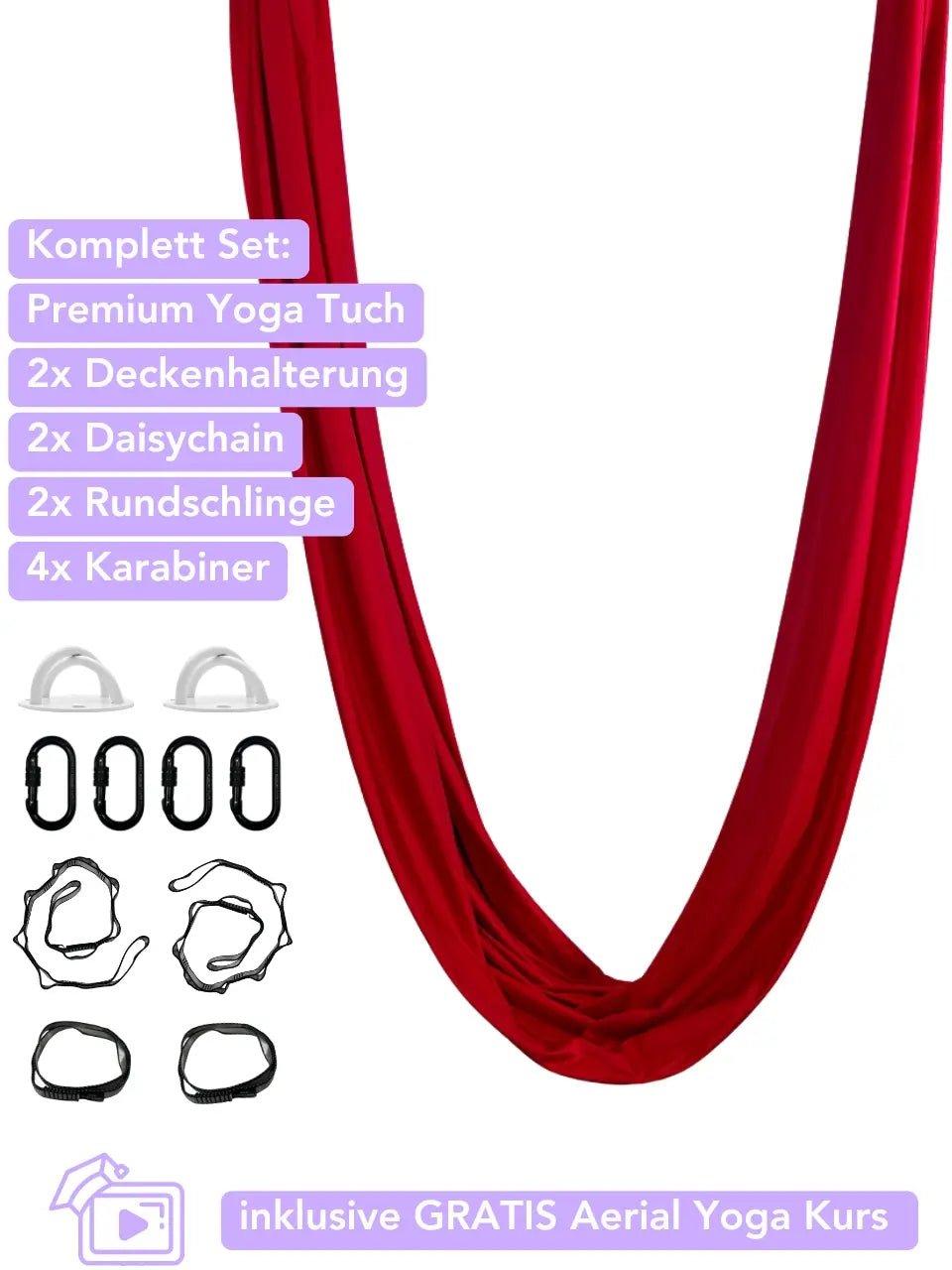 Aerial Yoga Set - rot - luftseide® deine Aerial Marke - Aerial Yoga Set - luftseide®
