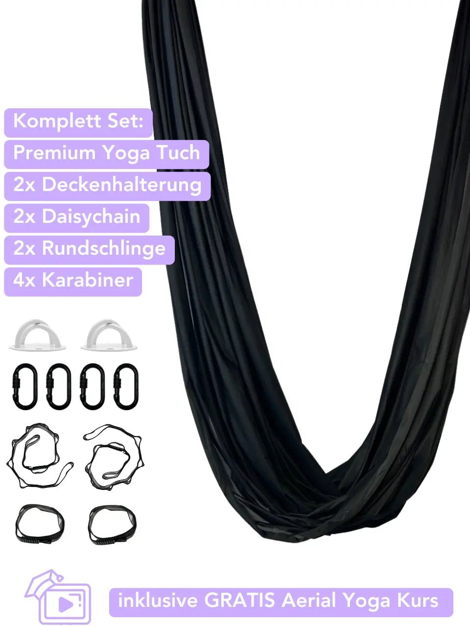 Aerial Yoga Set - schwarz - luftseide® deine Aerial Marke - Aerial Yoga Set - luftseide®