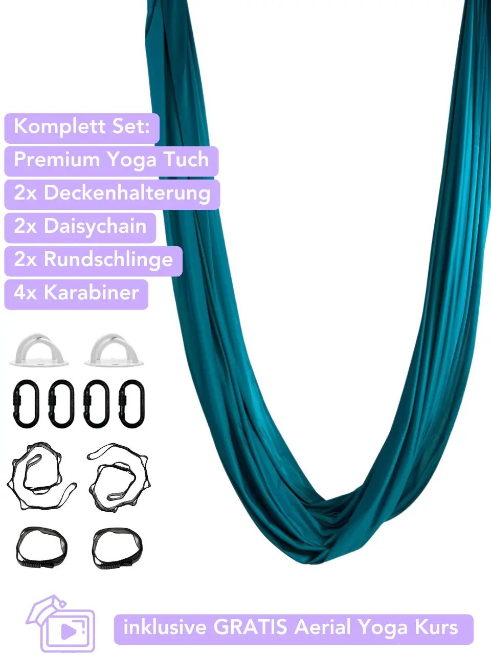 Aerial Yoga Set - türkis - luftseide® deine Aerial Marke - Aerial Yoga Set - luftseide®